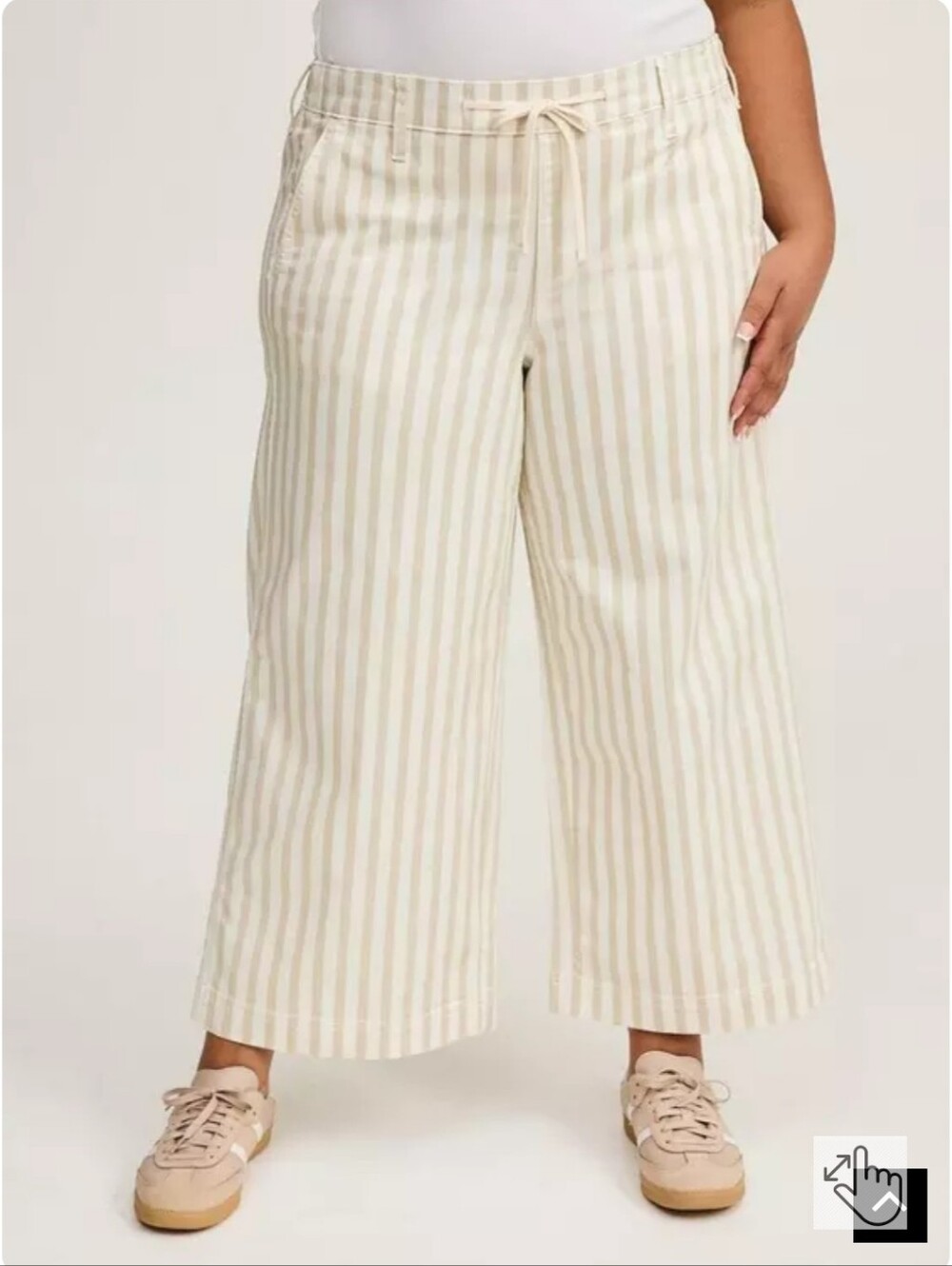Torrid Weekend Wide Leg Ankle Pants Tan & Cream Striped Size 16 (1)
